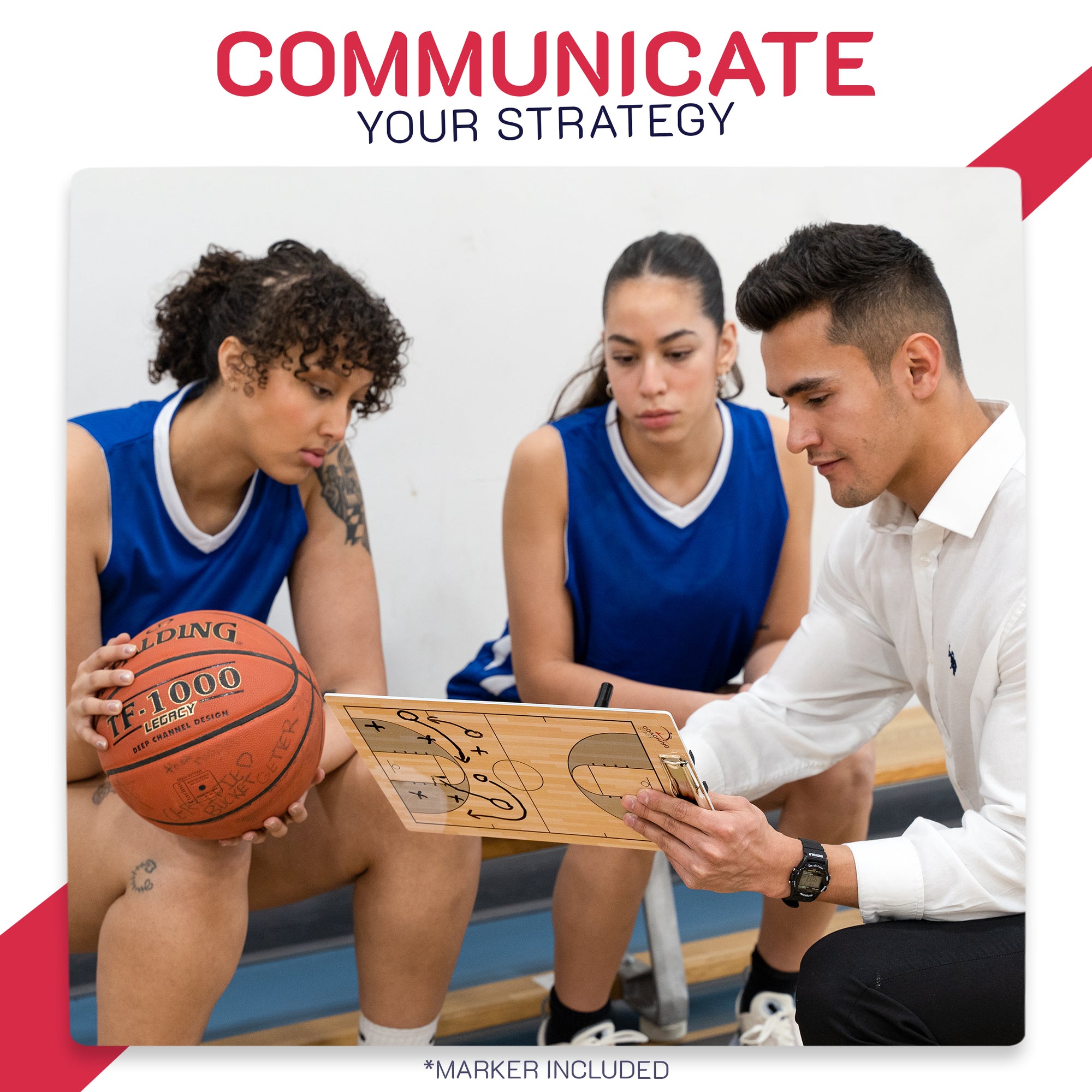 CoachingStaff Ultra-Thick Pro Basketball Coaching Clipboard w/Marker and Dual Clips