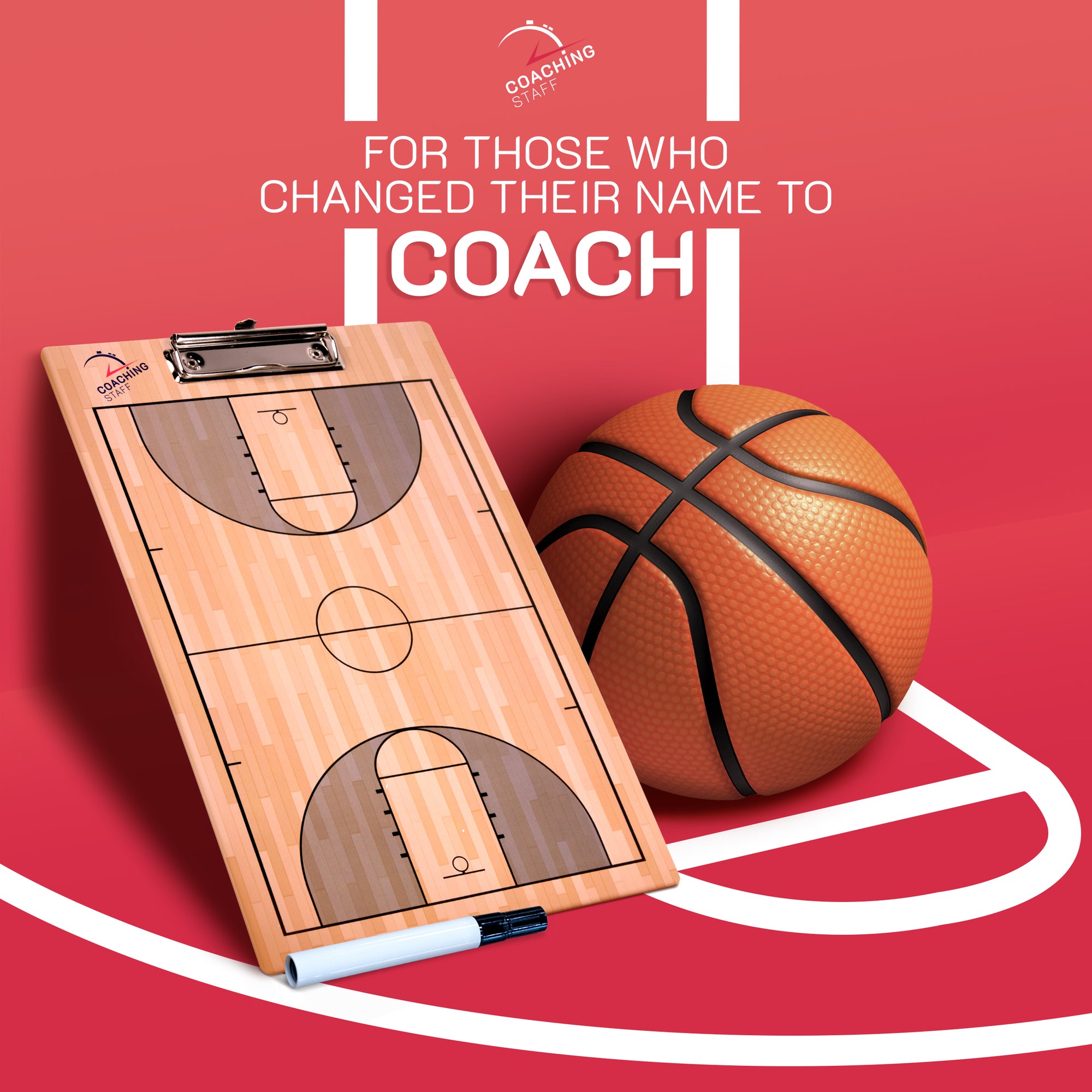 CoachingStaff Ultra-Thick Pro Basketball Coaching Clipboard w/Marker and Dual Clips